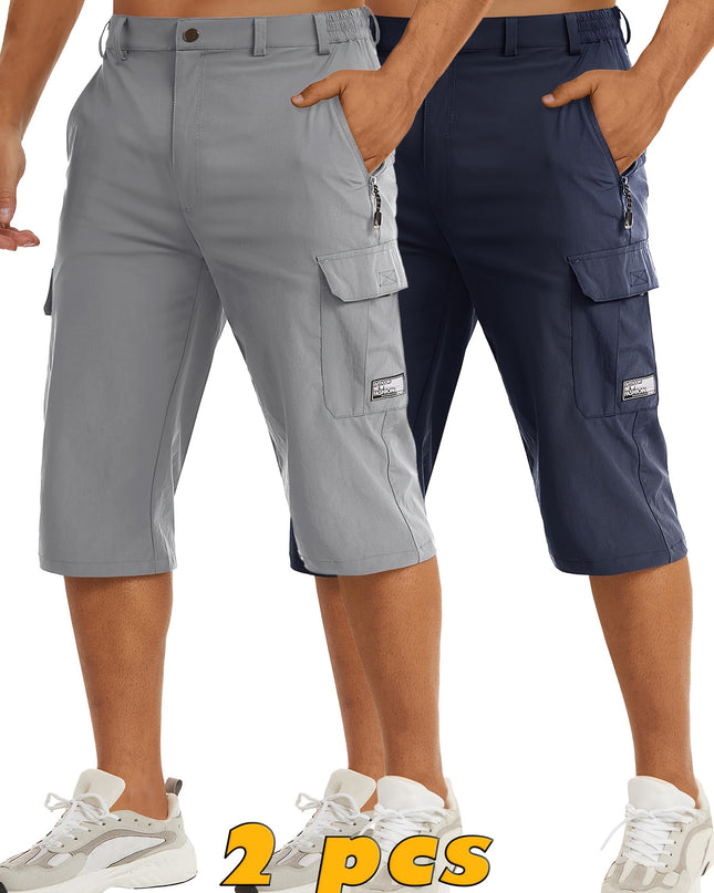 Men's Casual Hiking Shorts - Breathable Nylon, Multi-Pockets