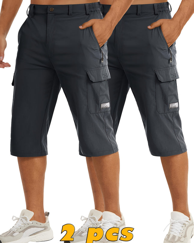 Men's Casual Hiking Shorts - Breathable Nylon, Multi-Pockets