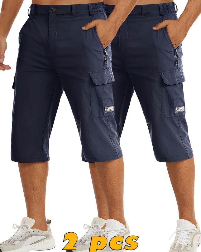 Men's Casual Hiking Shorts - Breathable Nylon, Multi-Pockets