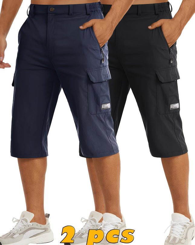 Men's Casual Hiking Shorts - Breathable Nylon, Multi-Pockets