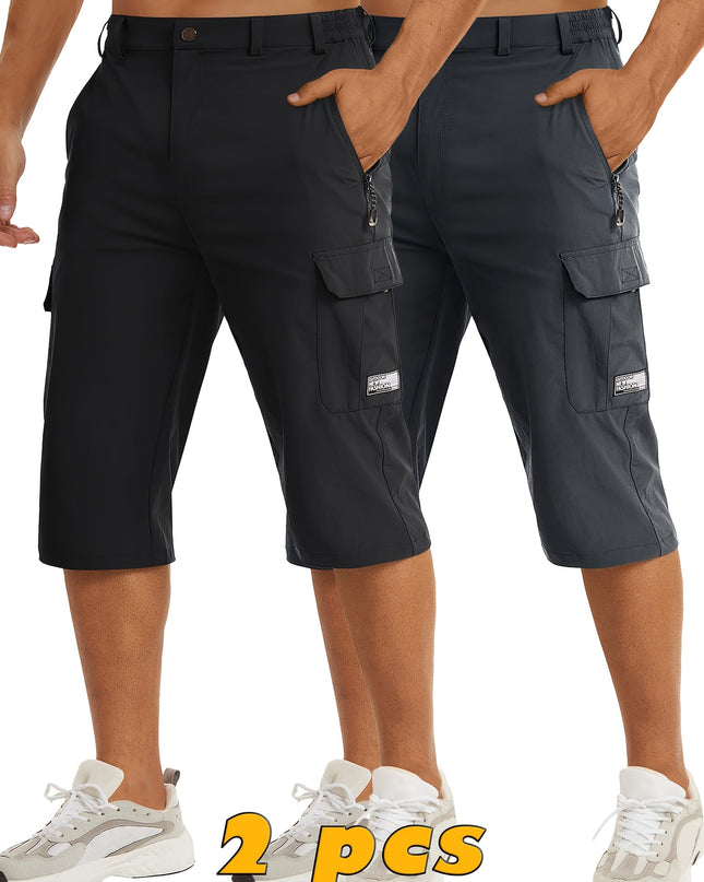 Men's Casual Hiking Shorts - Breathable Nylon, Multi-Pockets