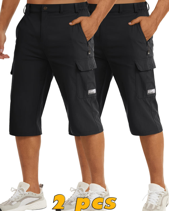 Men's Casual Hiking Shorts - Breathable Nylon, Multi-Pockets