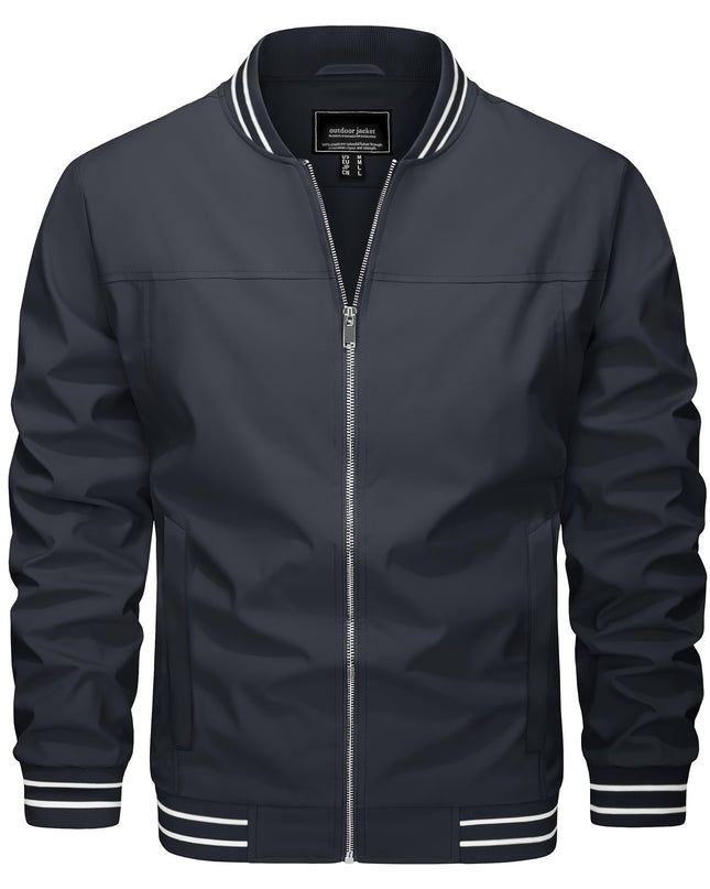 Men’s Casual Jacket - Zipper Pockets & Baseball Collar Design
