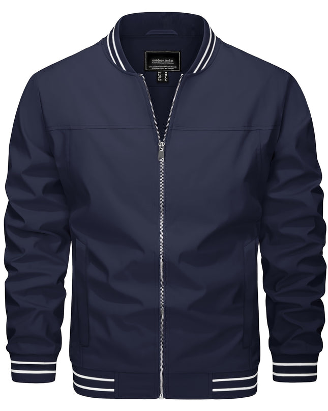 Men’s Casual Jacket - Zipper Pockets & Baseball Collar Design
