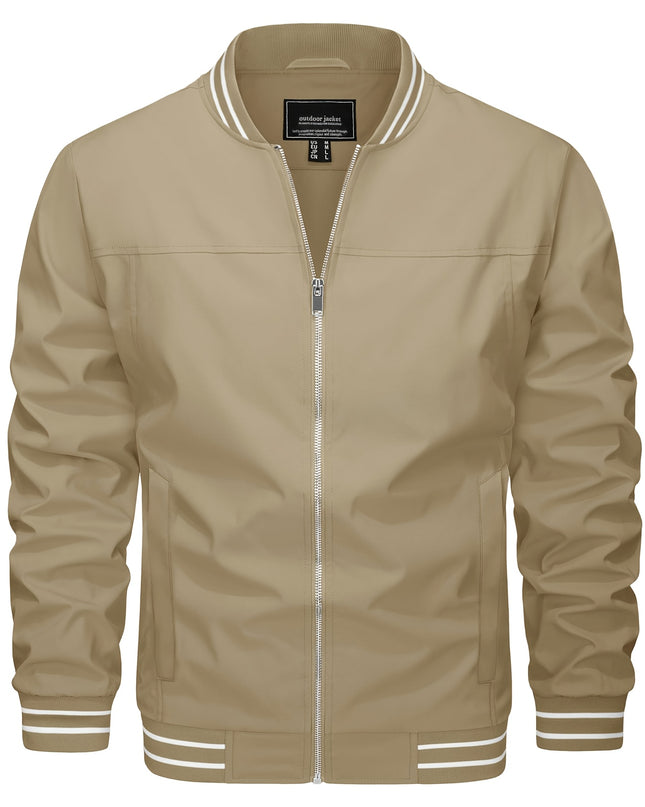 Men’s Casual Jacket - Zipper Pockets & Baseball Collar Design