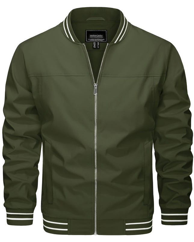 Men’s Casual Jacket - Zipper Pockets & Baseball Collar Design