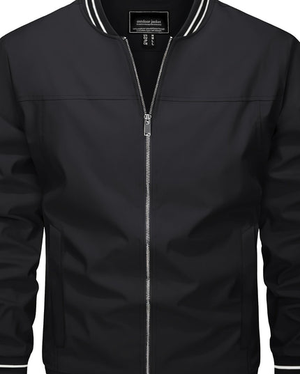 Men’s Casual Jacket - Zipper Pockets & Baseball Collar Design