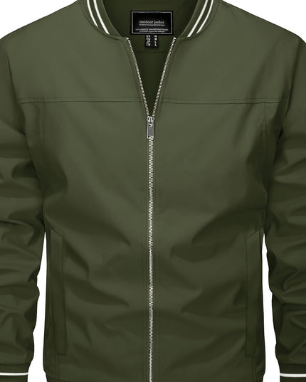 Men’s Casual Jacket - Zipper Pockets & Baseball Collar Design