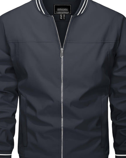 Men’s Casual Jacket - Zipper Pockets & Baseball Collar Design