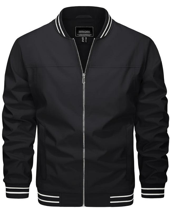 Men’s Casual Jacket - Zipper Pockets & Baseball Collar Design