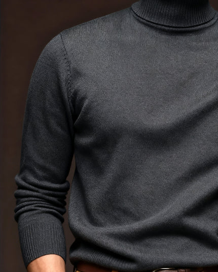 Men's Casual Knit Sweater - High Neck, Long Sleeve, Loose Fit