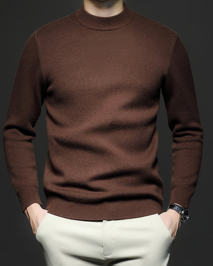 Men's Casual Knit Sweater - Round Neck Pullover for Winter