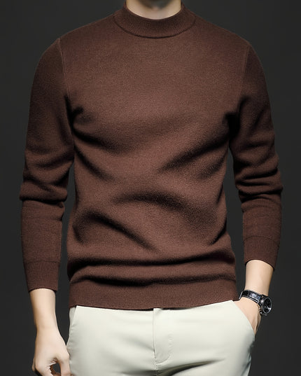 Men's Casual Knit Sweater - Round Neck Pullover for Winter