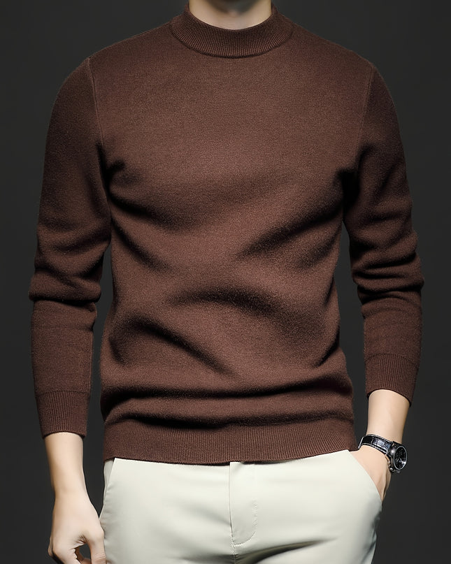 Men's Casual Knit Sweater - Round Neck Pullover for Winter