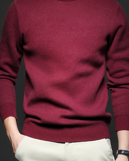 Men's Casual Knit Sweater - Round Neck Pullover for Winter