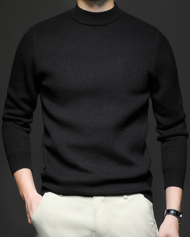 Men's Casual Knit Sweater - Round Neck Pullover for Winter