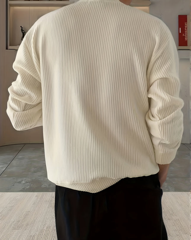 Men's Casual Knit Sweater - Solid Round Neck Pullover