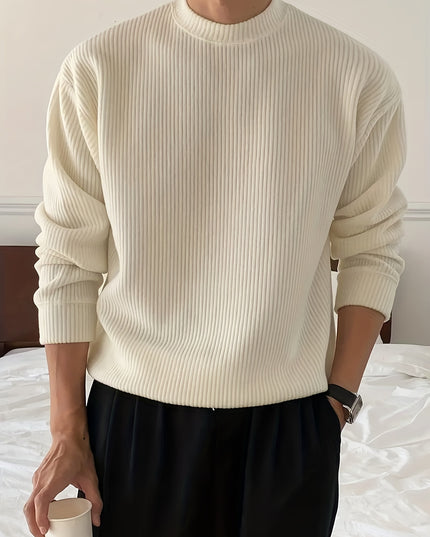 Men's Casual Knit Sweater - Solid Round Neck Pullover