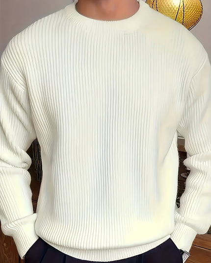Men's Casual Knit Sweater - Solid Round Neck Pullover