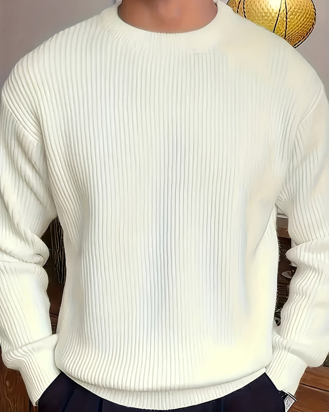 Men's Casual Knit Sweater - Solid Round Neck Pullover