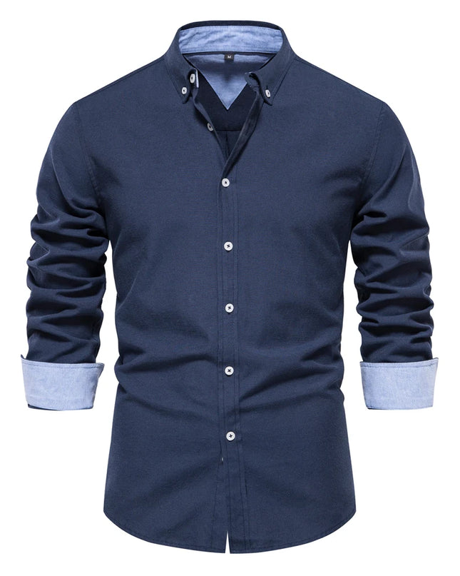 Men's Casual Oxford Shirt - Long Sleeve Button Down