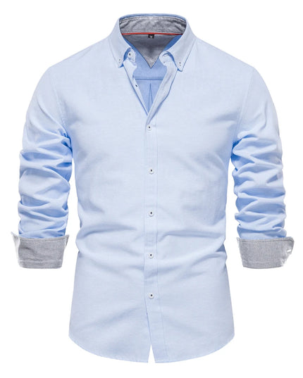 Men's Casual Oxford Shirt - Long Sleeve Button Down