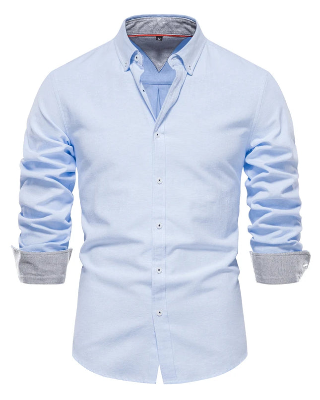 Men's Casual Oxford Shirt - Long Sleeve Button Down