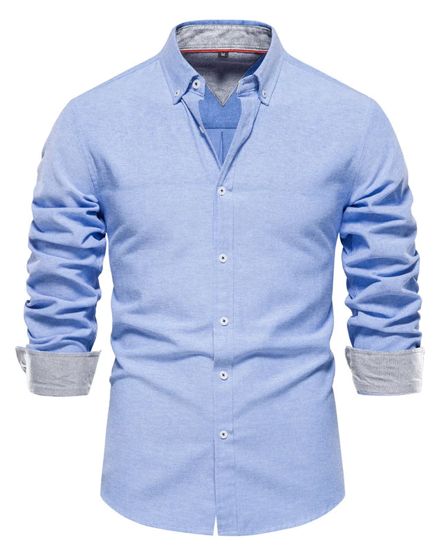 Men's Casual Oxford Shirt - Long Sleeve Button Down
