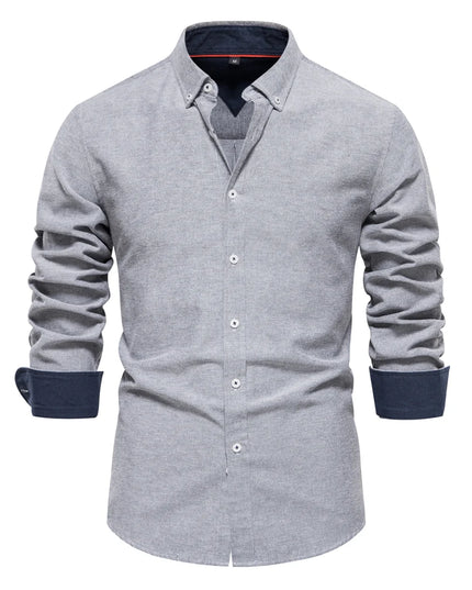 Men's Casual Oxford Shirt - Long Sleeve Button Down
