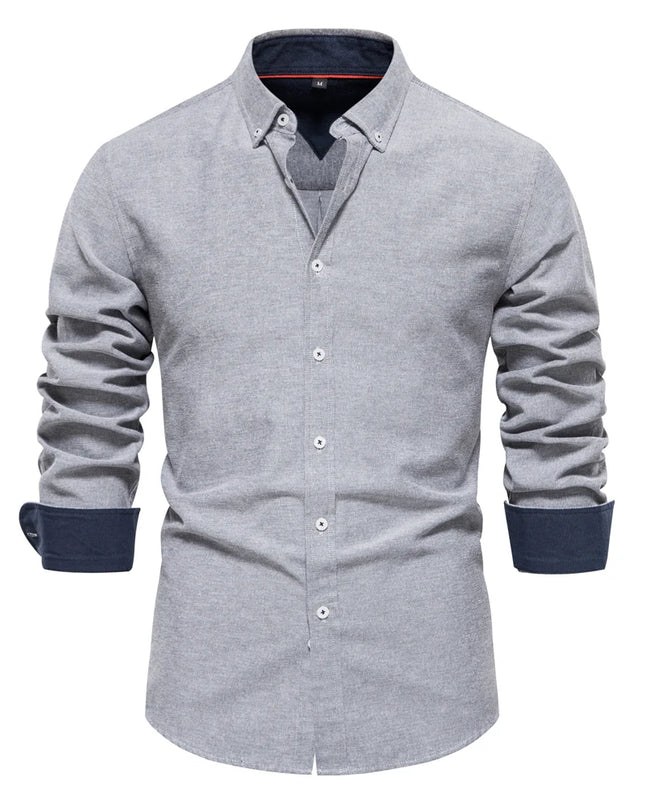 Men's Casual Oxford Shirt - Long Sleeve Button Down