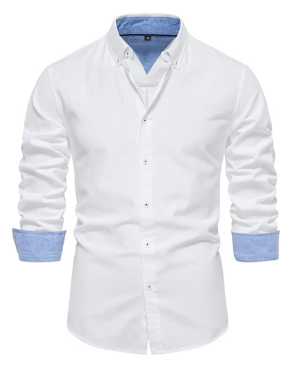 Men's Casual Oxford Shirt - Long Sleeve Button Down