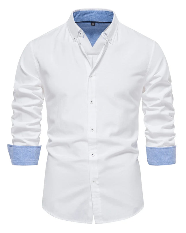 Men's Casual Oxford Shirt - Long Sleeve Button Down