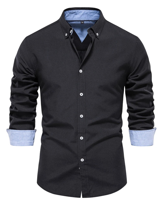Men's Casual Oxford Shirt - Long Sleeve Button Down