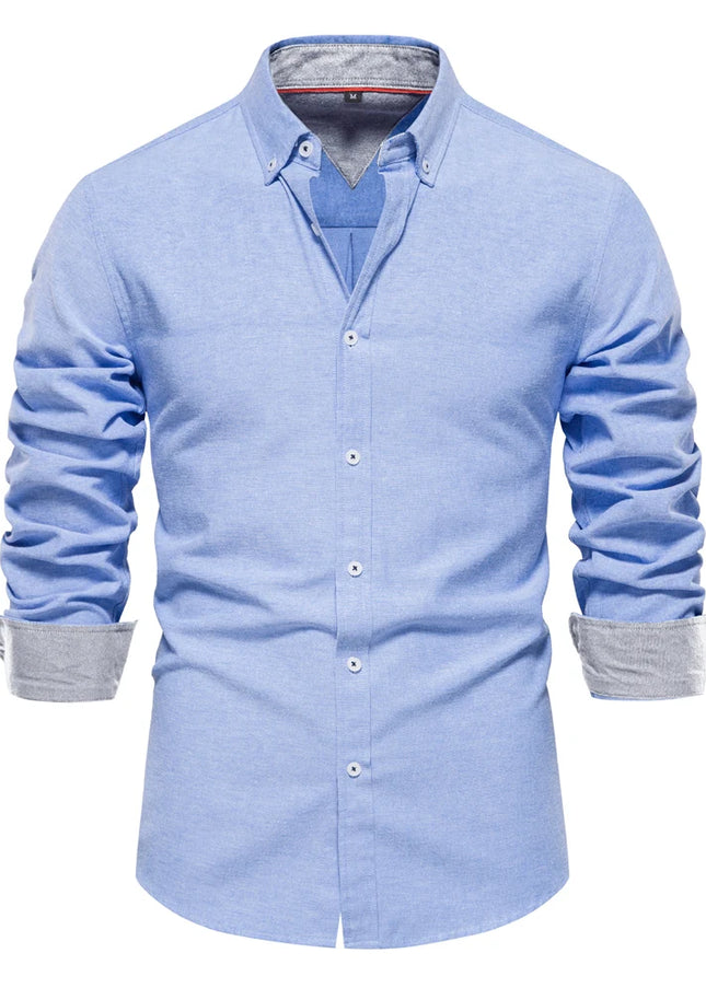 Men's Casual Oxford Shirt - Long Sleeve Button Down