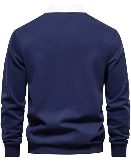 Men's Casual Polo Neck Sweatshirt - Quality Cotton Blend