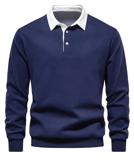 Men's Casual Polo Neck Sweatshirt - Quality Cotton Blend