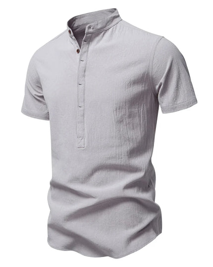Men’s Casual Short Sleeve Linen Shirt - Breathable Comfort