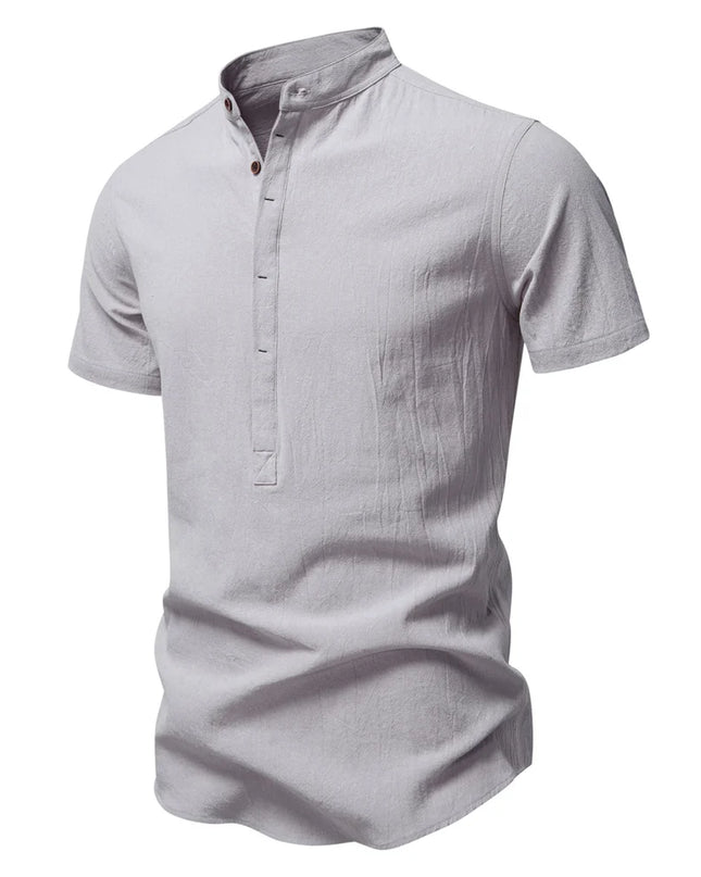 Men’s Casual Short Sleeve Linen Shirt - Breathable Comfort