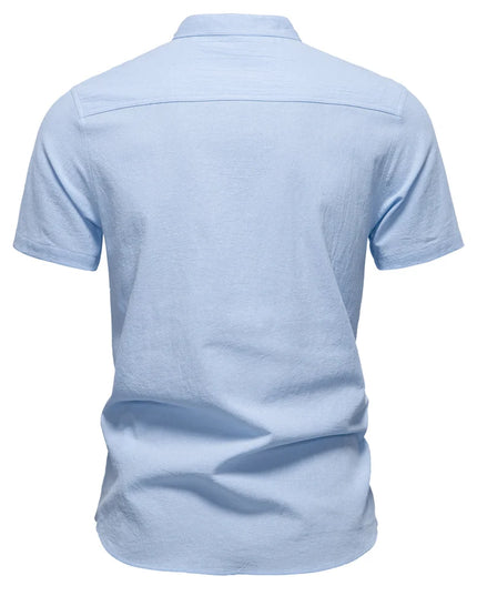 Men’s Casual Short Sleeve Linen Shirt - Breathable Comfort