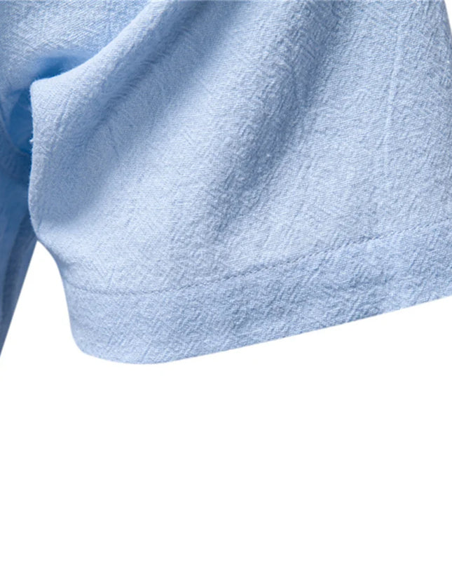 Men’s Casual Short Sleeve Linen Shirt - Breathable Comfort