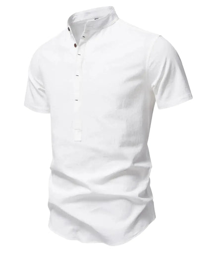 Men’s Casual Short Sleeve Linen Shirt - Breathable Comfort