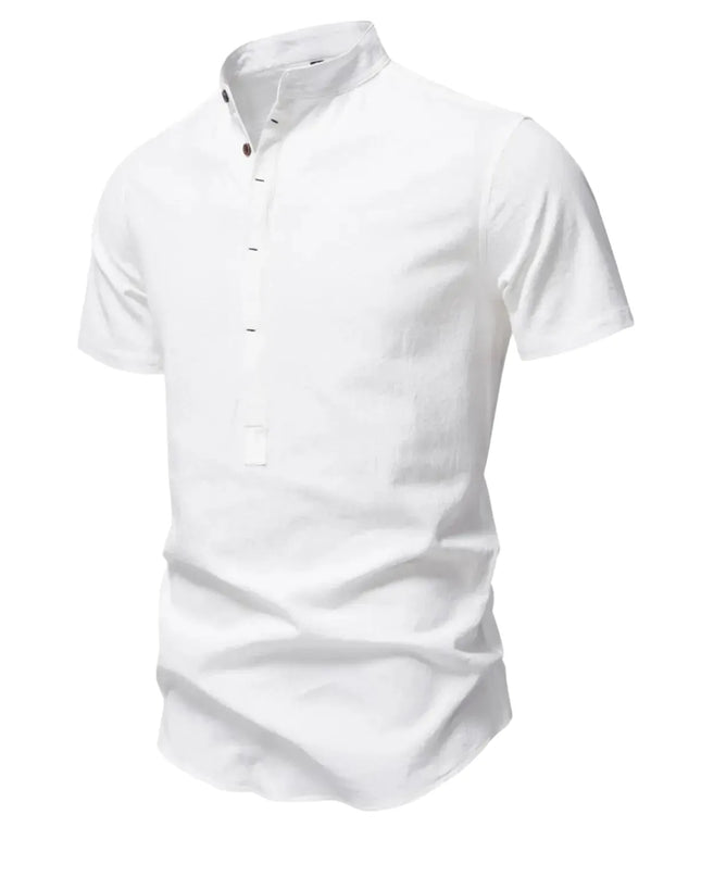 Men’s Casual Short Sleeve Linen Shirt - Breathable Comfort