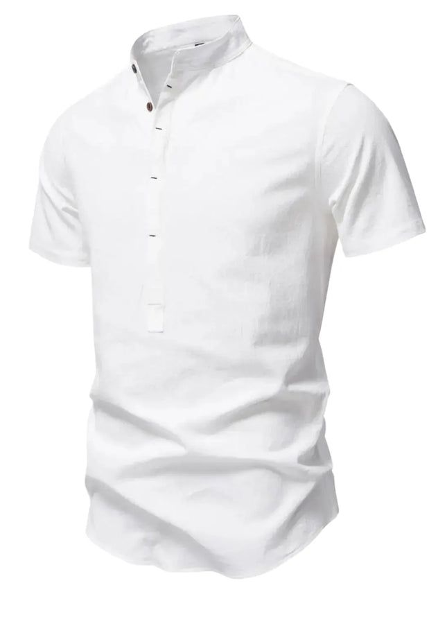 Men’s Casual Short Sleeve Linen Shirt - Breathable Comfort