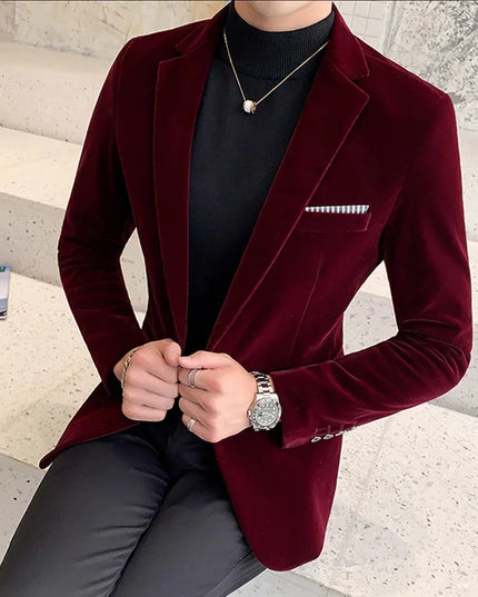 Men's Casual Slim-Fit Corduroy Blazer - British Style 5XL Jacket