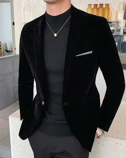Men's Casual Slim-Fit Corduroy Blazer - British Style 5XL Jacket