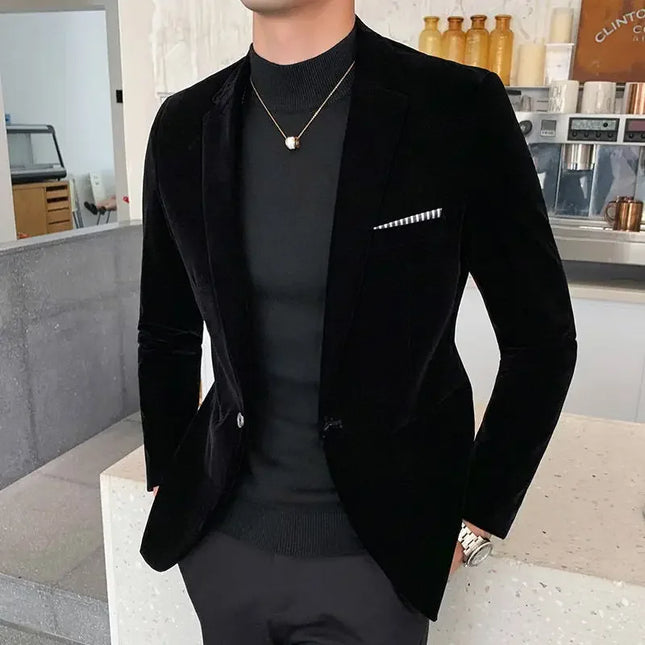 Men's Casual Slim-Fit Corduroy Blazer - British Style 5XL Jacket