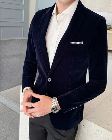 Men's Casual Slim-Fit Corduroy Blazer - British Style 5XL Jacket