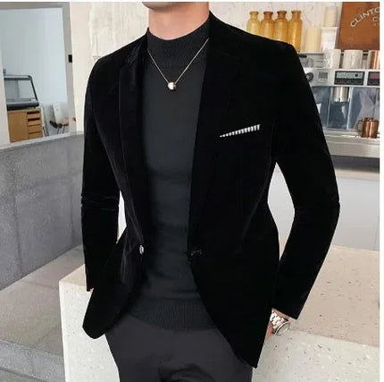 Men's Casual Slim-Fit Corduroy Blazer - British Style 5XL Jacket