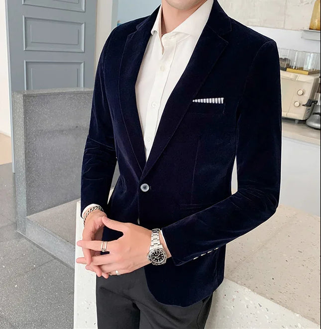 Men's Casual Slim-Fit Corduroy Blazer - British Style 5XL Jacket
