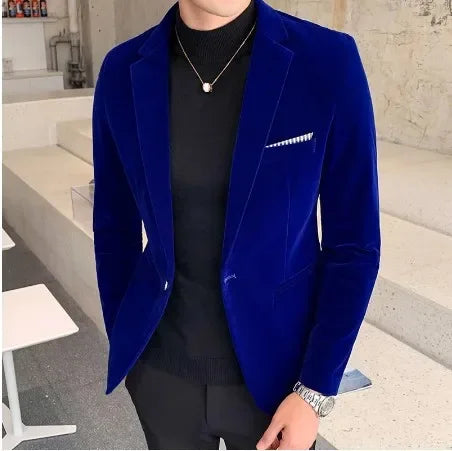 Men's Casual Slim-Fit Corduroy Blazer - British Style 5XL Jacket